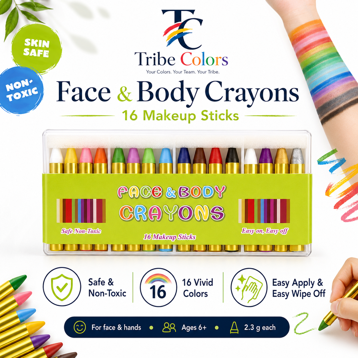 World Cup Face Paint 16 Washable Colors