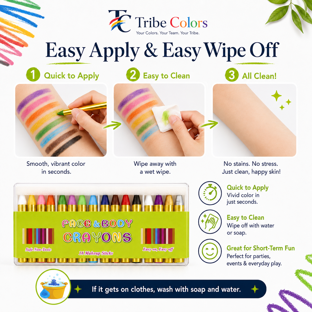 World Cup Face Paint 16 Washable Colors