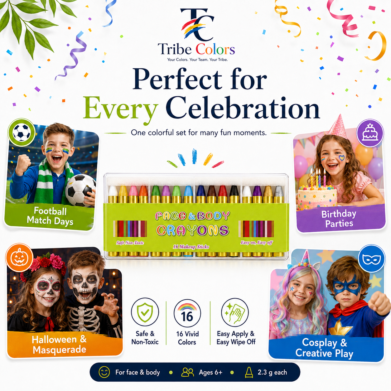 World Cup Face Paint 16 Washable Colors